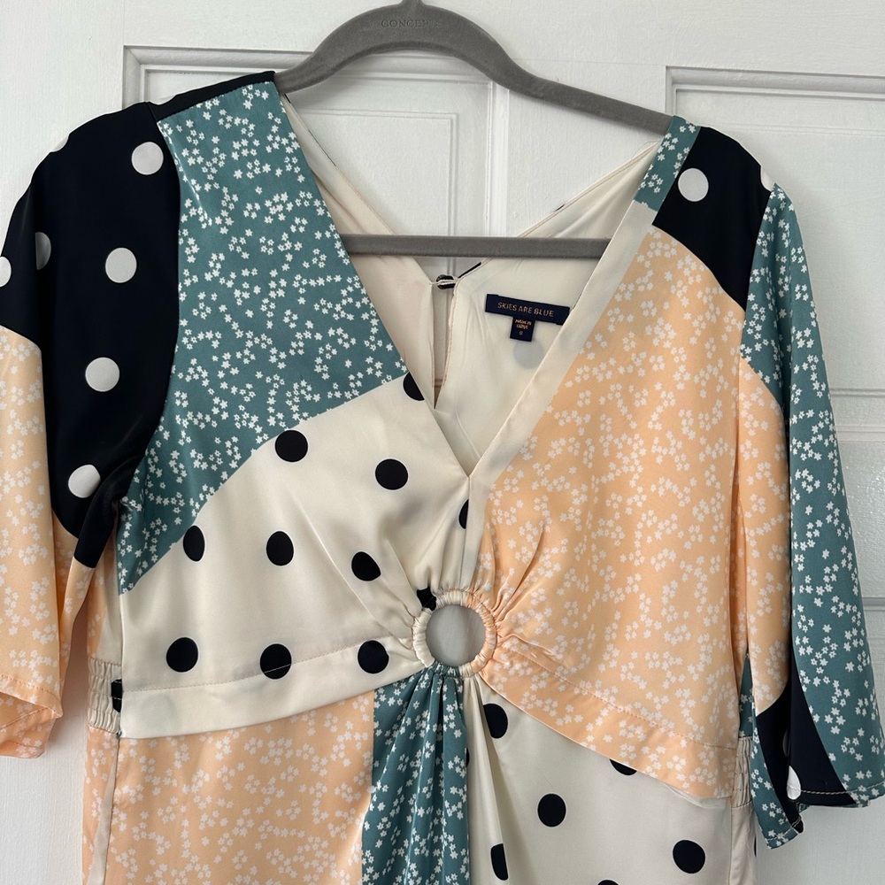 Skies Are Blue Multicolor Patchwork Midi Dress - image 2